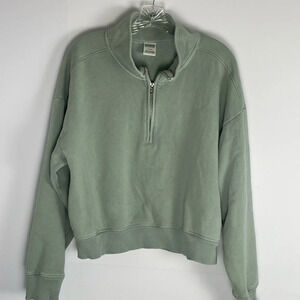 PINK Teal Mint Quarter Zip Pullover Sweatshirt Size Medium